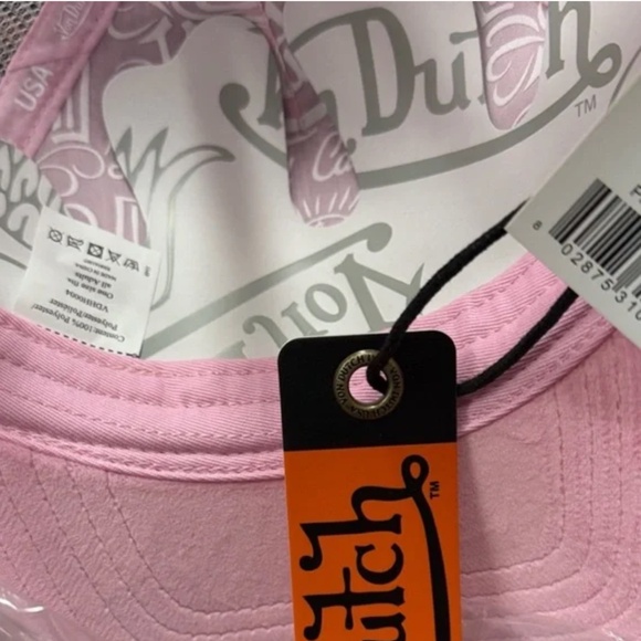 NWT Von Dutch Pink & White Velvet Snapback Trucker Hat Baseball Cap - Picture 11 of 11